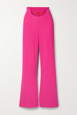 Commission - Heather Pointelle-knit Flared Pants - Pink