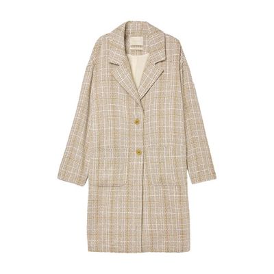 Denver coat in patterned raw linen and cotton