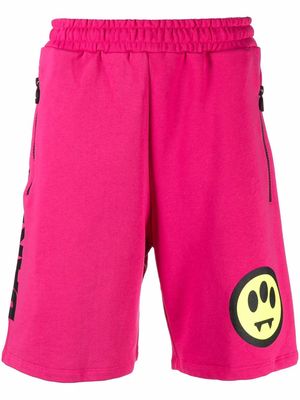 BARROW smiley face-print track shorts - Pink