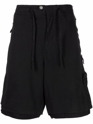 Stone Island Shadow Project speckled-cotton Bermuda shorts - Black