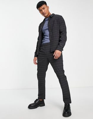 Jack & Jones Premium slim fit suit trouser in grey check-Gray