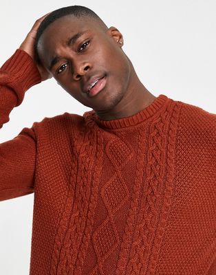 Only & Sons cable sweater in red