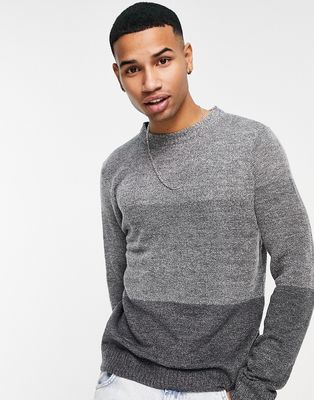 Only & Sons color block sweater in gray & navy