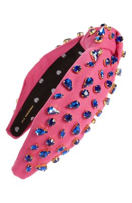 Lele Sadoughi Candy Embellished Knotted Headband in Pink Lagoon
