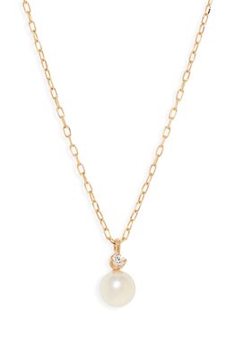 Mikimoto Akoya Cultured Pearl & Diamond Pendant Necklace in Yellow Gold