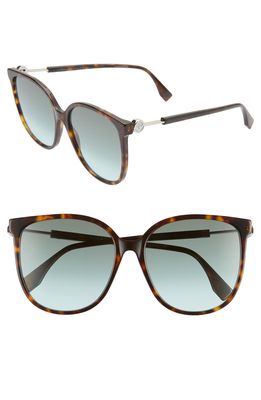 Fendi 58mm Cat Eye Sunglasses in Dkhavana/Green Aqua