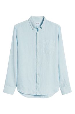 NN07 Men's Levon Linen Button-Down Shirt in Summer Blue