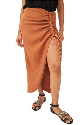 Free People Cerine Ruched Cotton Skirt in Glazed Ginger