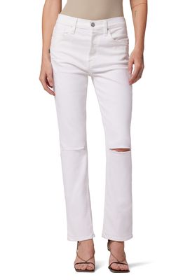 Hudson Jeans Thalia Distressed Straight Leg Ankle Jeans in White Mustang