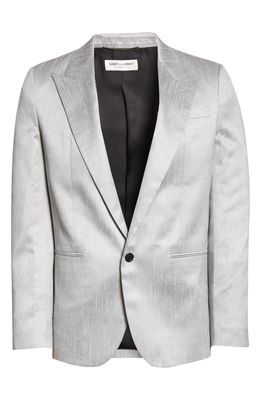 Saint Laurent Shantung Tuxedo Jacket in 8106 - Argent