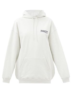 Balenciaga - Logo-embroidered Cotton-jersey Hooded Sweatshirt - Womens - Cream Multi