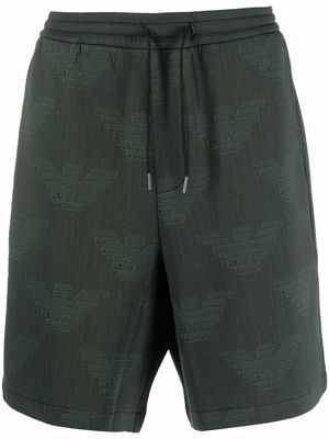 Emporio Armani all-over logo-pattern shorts - Green