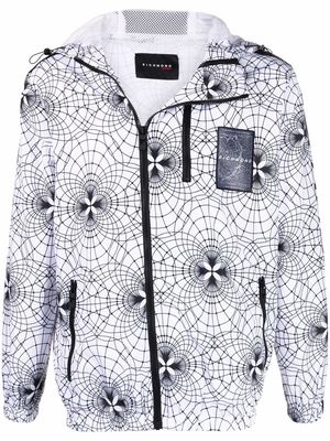 John Richmond geometric-pattern hooded jacket - White