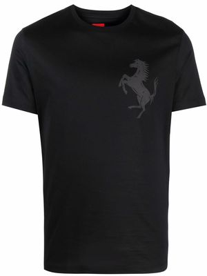 Ferrari logo-print short-sleeved T-shirt - Black