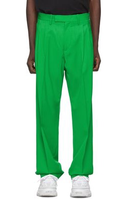 Off-White Green Wool Classic Trousers