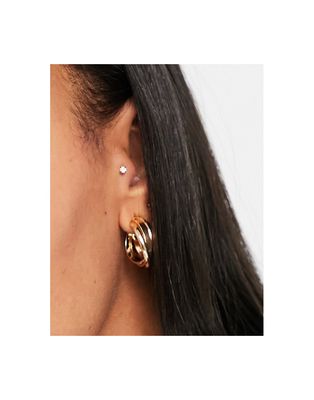 DesignB London twist hoop earrings in gold