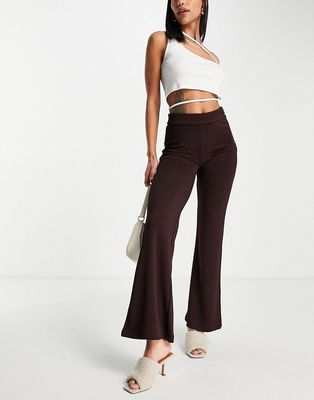 & Other Stories jersey flare pants in brown