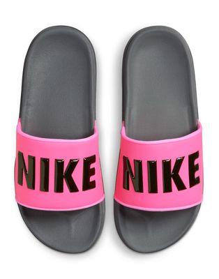 Nike Offcourt sliders in black/pink blast