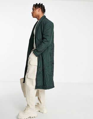 Bando quilted coat in dark green