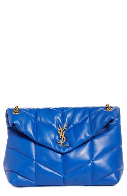 Saint Laurent Medium Loulou Puffer Quilted Leather Crossbody Bag in Bleu Majorelle