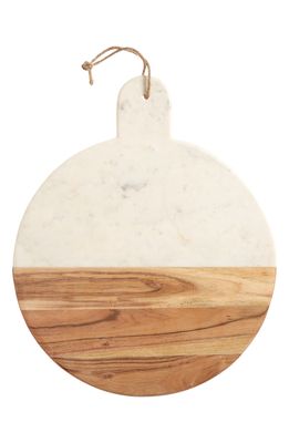 Nordstrom at Home Round Marble & Acacia Wood Serving Board in Blonde