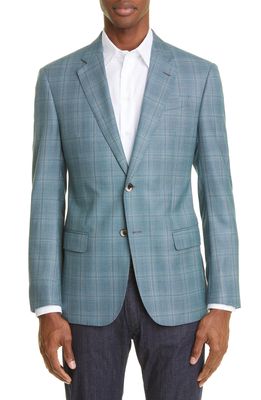 Emporio Armani Plaid Light Wool Sportcoat in Solid Medium Green
