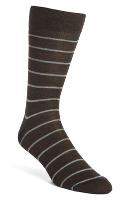 Lorenzo Uomo Stripe Wool Blend Socks in Brown