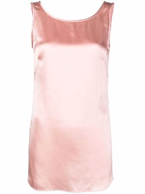 Eleventy U-neck silk vest - Pink