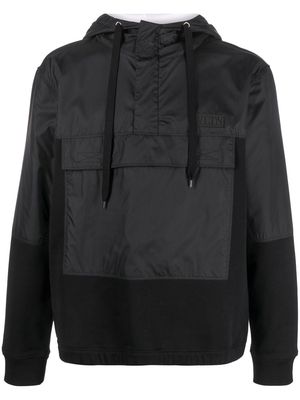 Valentino logo-patch technical-panel hoodie - Black