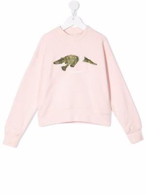 Palm Angels Kids crocodile-print cotton sweatshirt - Pink