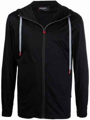Kiton zip-up drawstring hoodie - Black