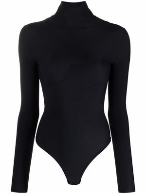 Murmur high neck long-sleeved bodysuit - Black