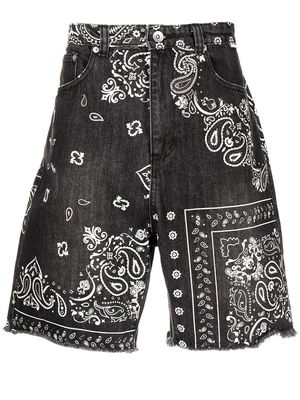FIVE CM paisley-print denim shorts - Black