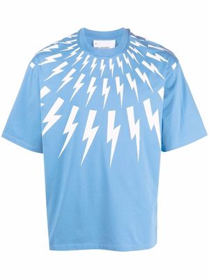 Neil Barrett Fair Isle Thunderbolt-print cotton T-shirt - Blue