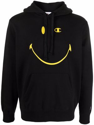 Champion x Smiley rib-trimmed hoodie - Black