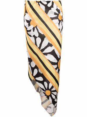 Marni floral-print asymmetric skirt - Yellow