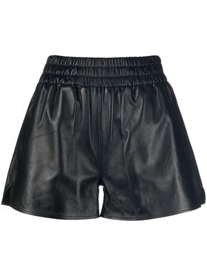 Arma elasticated-waist leather shorts - Black