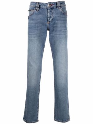 Philipp Plein stud-trimmed straight-cut jeans - Blue