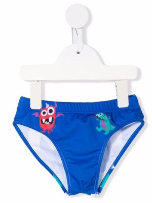 Off-White Kids monster-print swim trunks - Blue