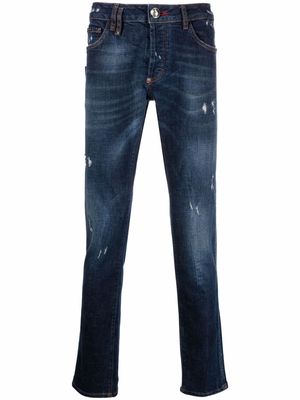 Philipp Plein Super-Straight distressed jeans - Blue