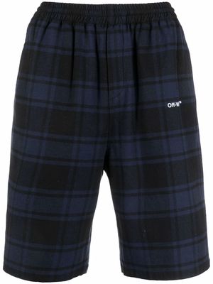 Off-White Arrows logo-print tartan shorts - Blue