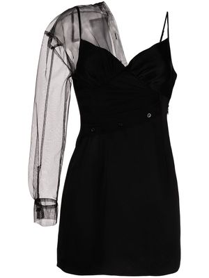 Act N°1 asymmetric satin mini dress - Black