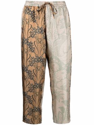 Pierre-Louis Mascia Aloe floral-print silk trousers - Neutrals