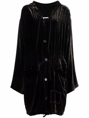 Maison Margiela hooded velvet shirt dress - Black