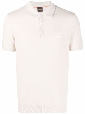BOSS chest logo-patch polo shirt - Neutrals