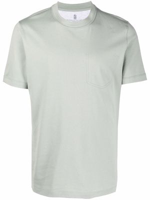 Brunello Cucinelli faux-pocket cotton T-Shirt - Green