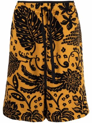 Jil Sander foliage-print terry-cotton shorts - Orange