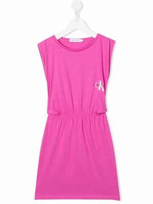 Calvin Klein Kids sleeveless logo-print jersey dress - Pink
