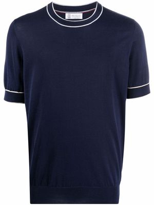 Brunello Cucinelli tipped cotton T-shirt - Blue