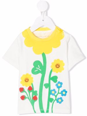 Stella McCartney Kids floral-print cotton T-shirt - White